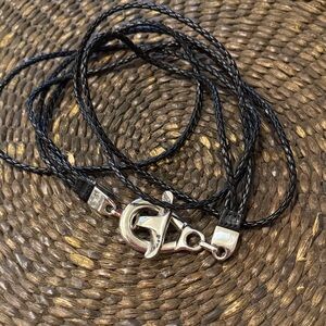 Black Braided Leather Belt with Silver Clasp